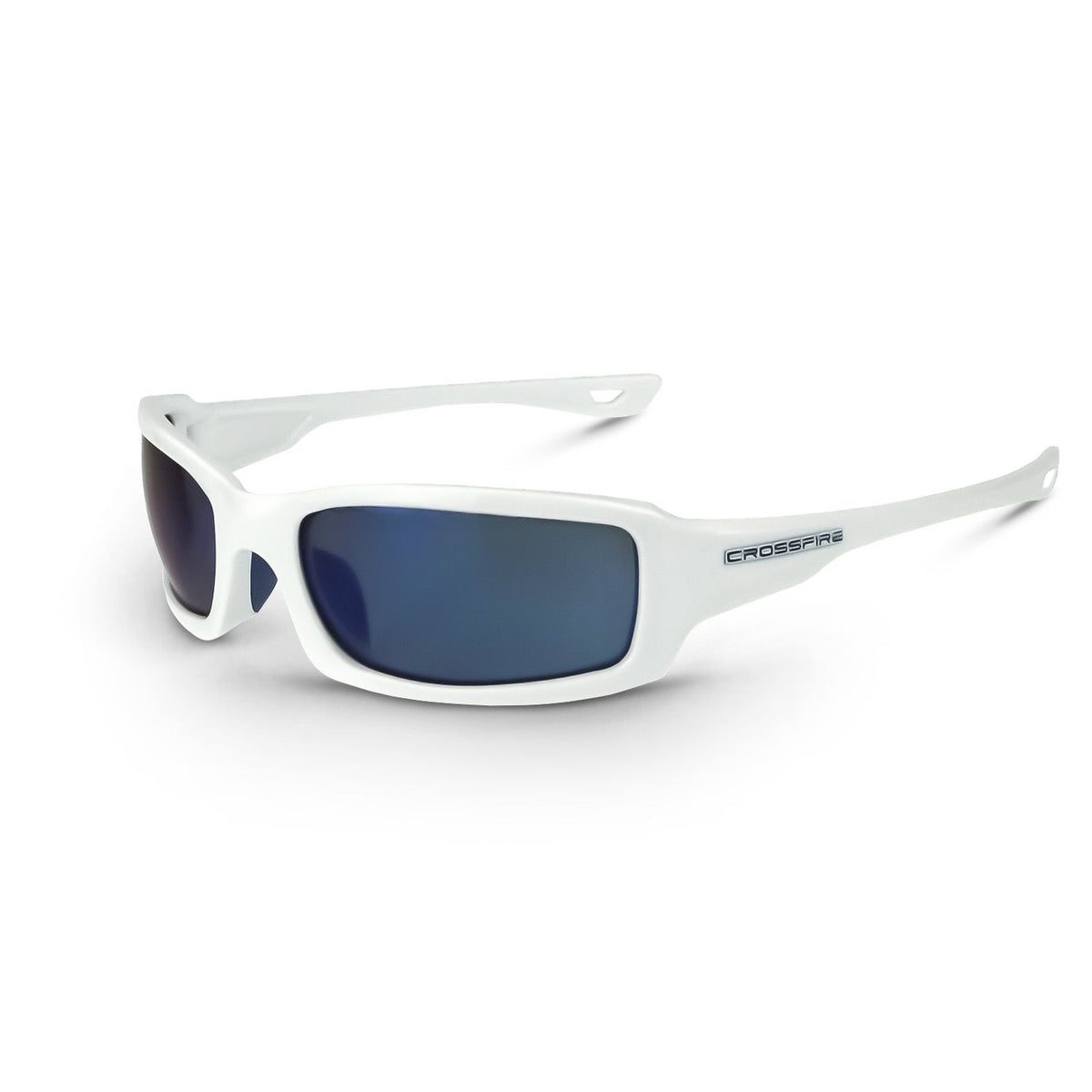 Crossfire M6A Premium Safety Eyewear - White Frame - Blue Mirror Lens