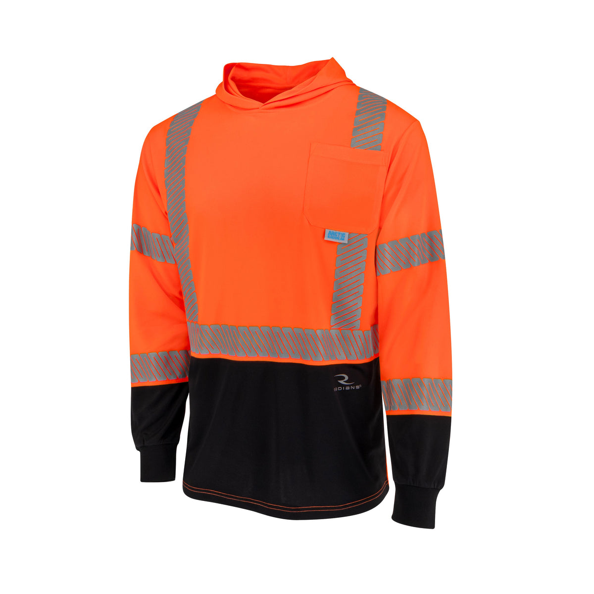 Radians ST631B Class 3 UPF 40 Color Block Long Sleeve T-Shirt with Hood