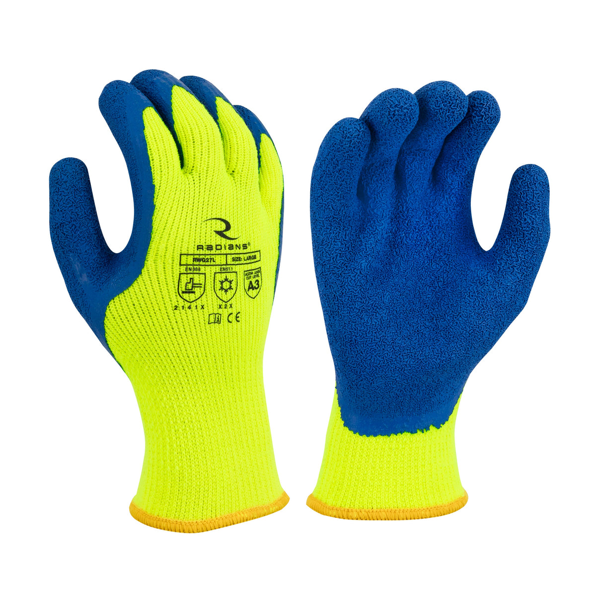 Radians RWG27 Cut Protection Level A3 Dipped Winter Gripper Glove