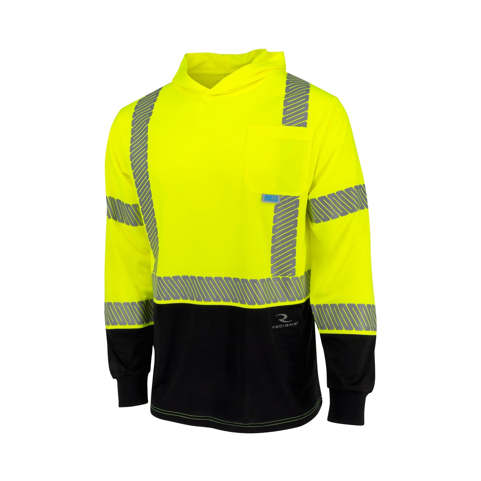 Radians ST631B Class 3 UPF 40 Color Block Long Sleeve T-Shirt with Hood