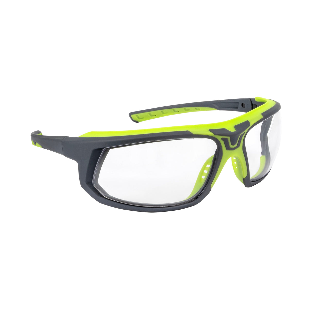 Radians GLYF™ Safety Eyewear with Comfort Soft-Touch Liner - Hi-Vis/Gray Frame, Clear Lens