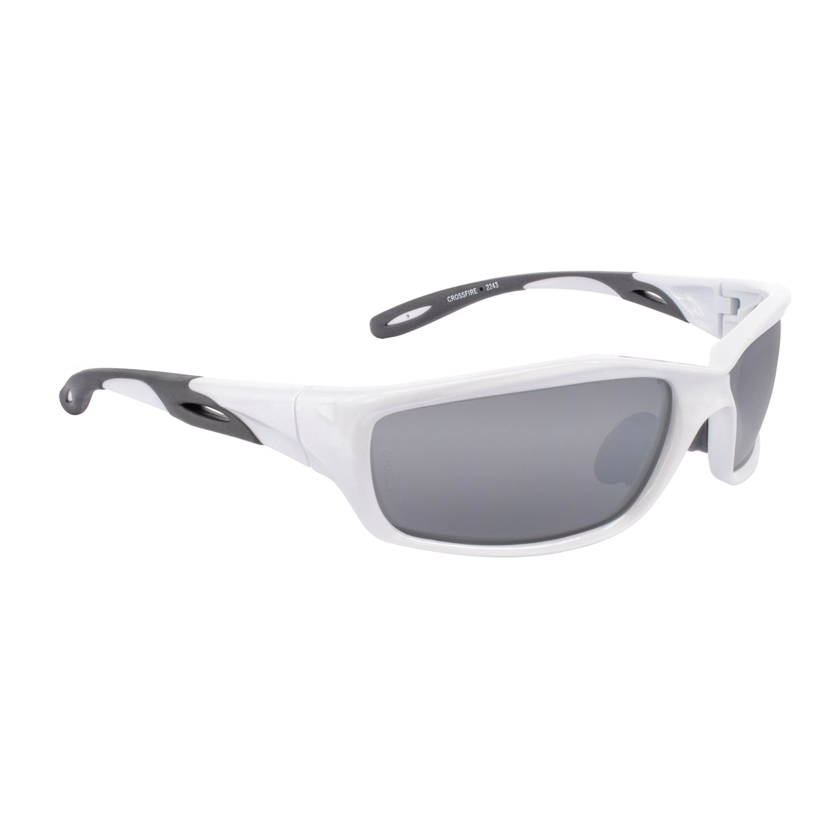 Crossfire Infinity Premium Safety Eyewear - Pearl White Frame - Silver Mirror Lens