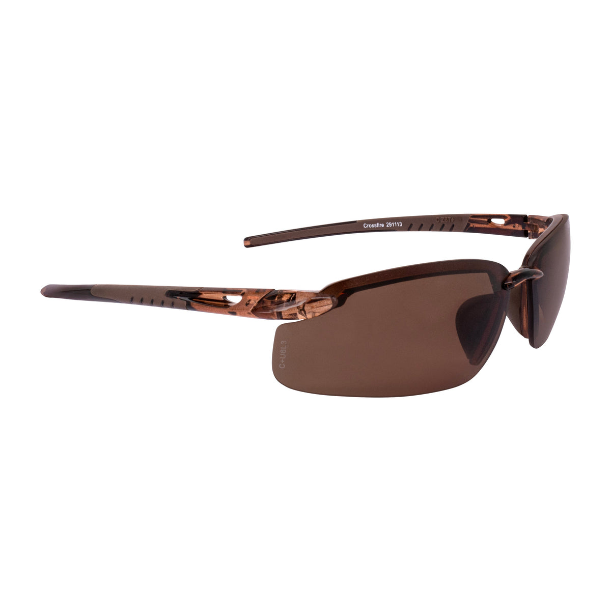 Crossfire ES5 Premium Safety Eyewear - Crystal Brown Frame - Polarized Brown Lens