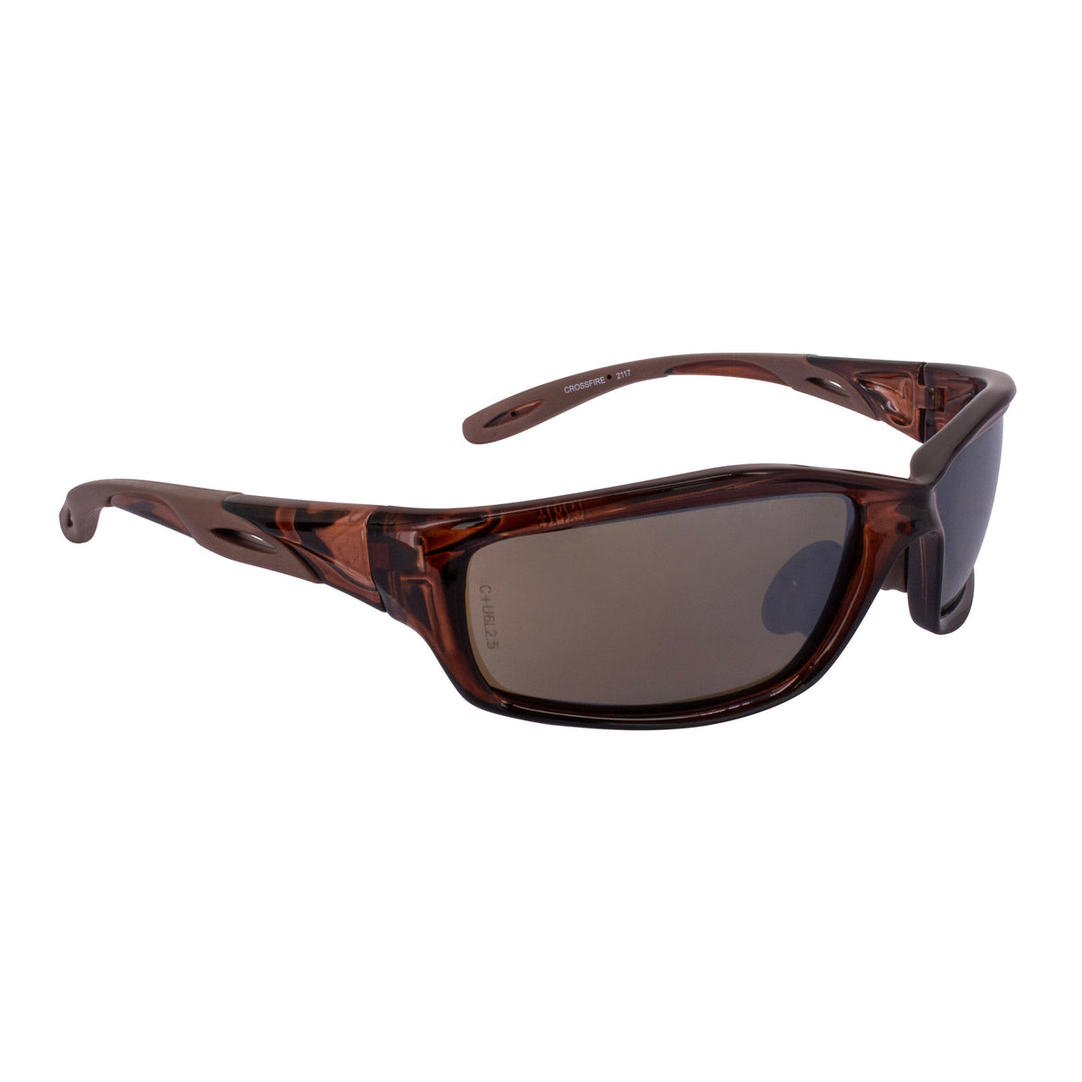 Crossfire Infinity Premium Safety Eyewear - Crystal Brown Frame - HD Brown Mirror Lens