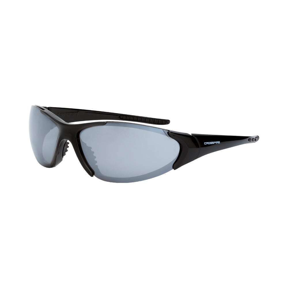 Crossfire Core Premium Safety Eyewear - Shiny Black Frame - Silver Mirror Lens