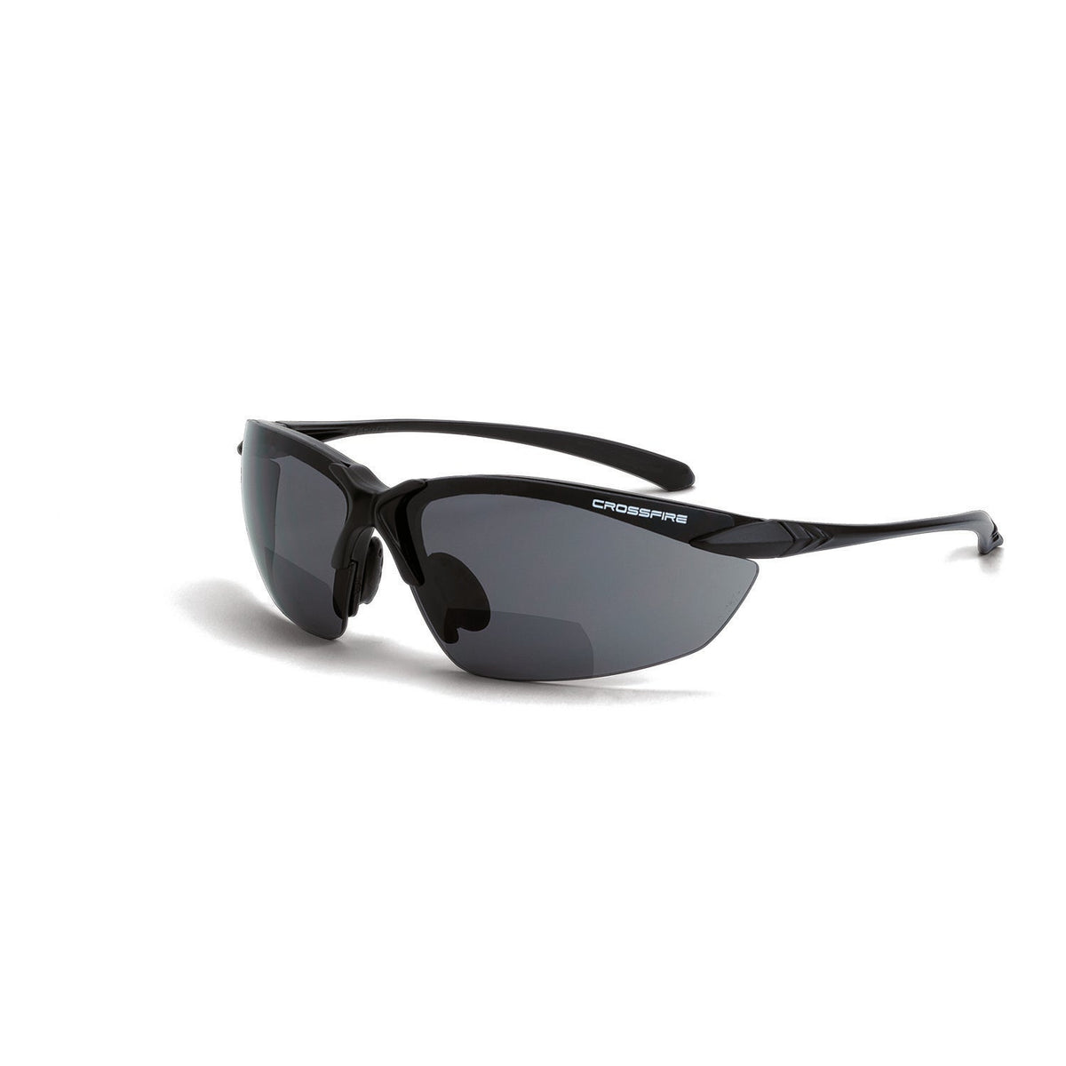 Crossfire Sniper Magnifier Safety Eyewear - Matte Black Frame - Smoke Lens - 2.0 Diopter