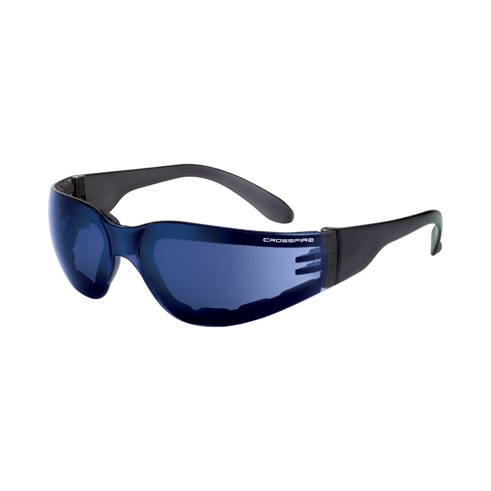 Crossfire Shield Foam Lined Safety Eyewear - Blue Mirror Frame - Blue Mirror Lens