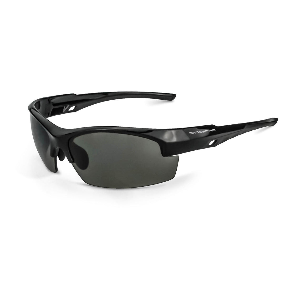 Crossfire Crucible Premium Safety Eyewear - Shiny Black Frame - Smoke Lens