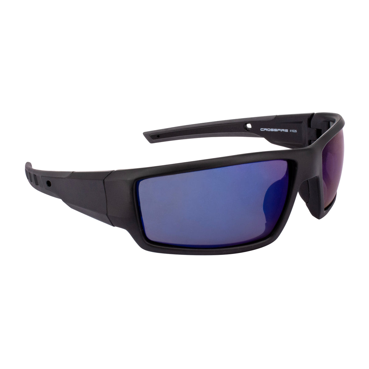 Crossfire Cumulus Premium Safety Eyewear - Matte Black Frame - Blue Mirror Lens