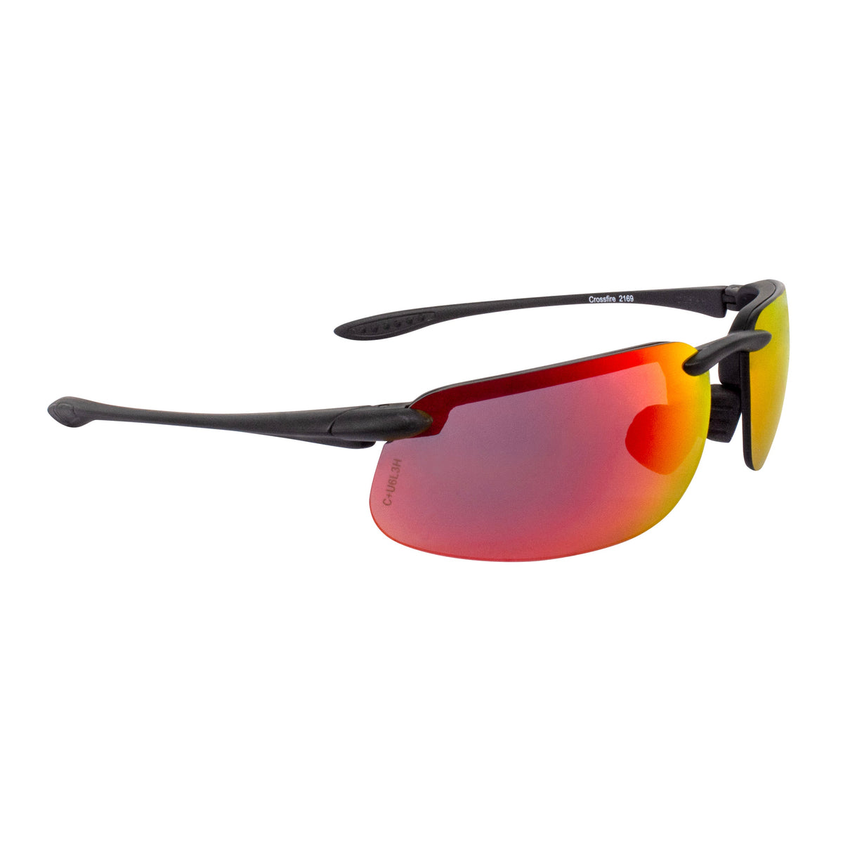 Crossfire ES4 Premium Safety Eyewear - Matte Black Frame - HD Red Mirror Lens