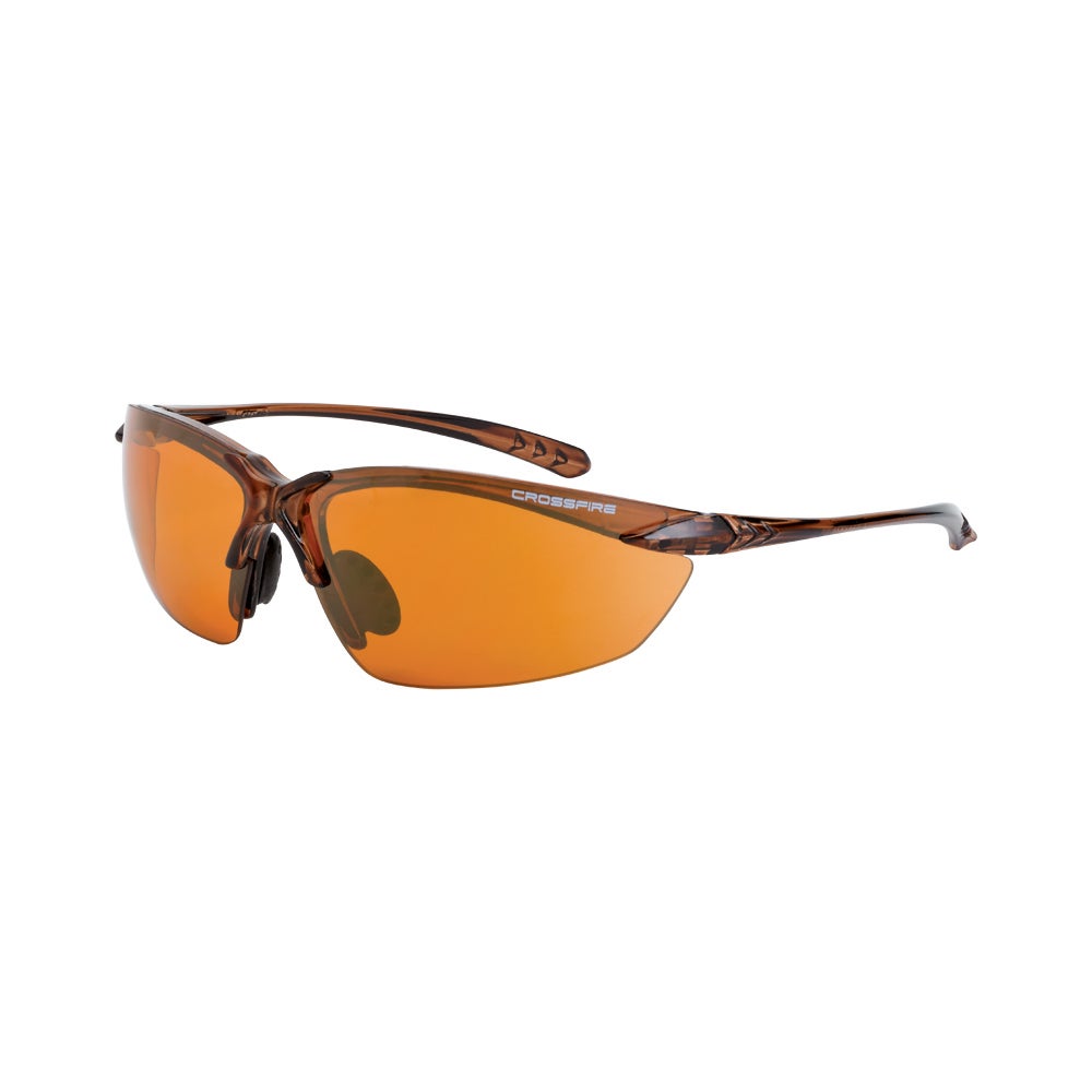 Crossfire Sniper Premium Safety Eyewear - Crystal Brown Frame - HD Copper Lens