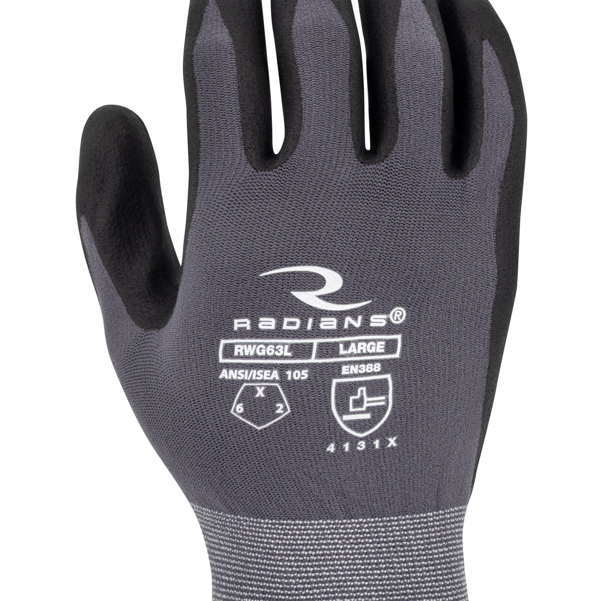 Radians RWG63 Touchscreen Nylon/Spandex Shell with Micro Foam Nitrile Coated Glove