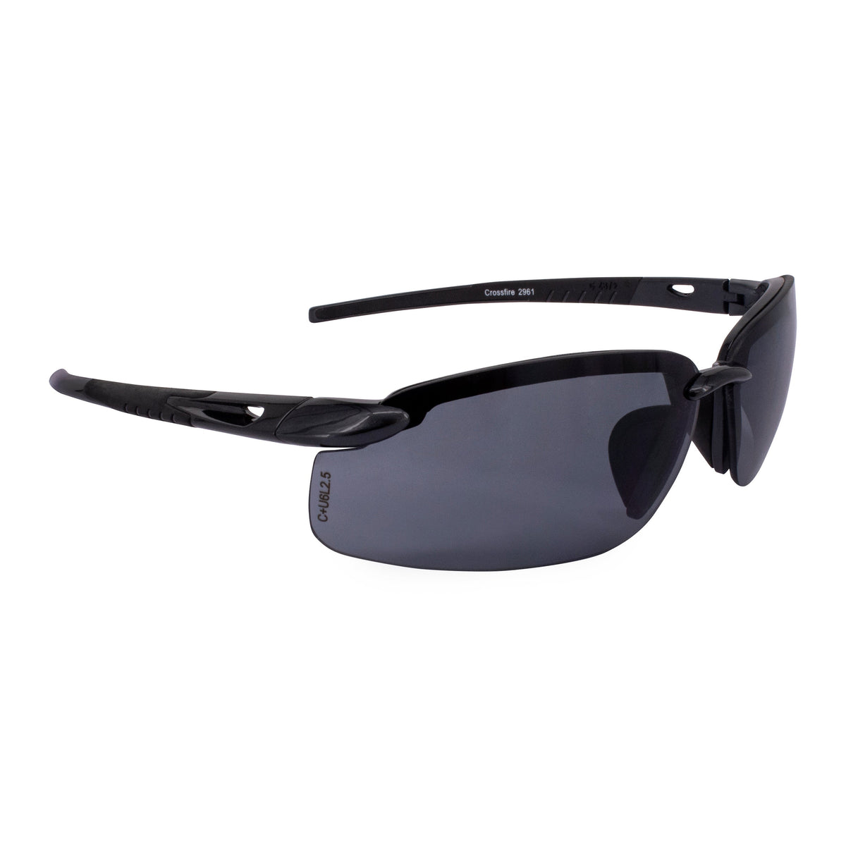 Crossfire ES5 Premium Safety Eyewear - Pearl Black Frame - Smoke Lens