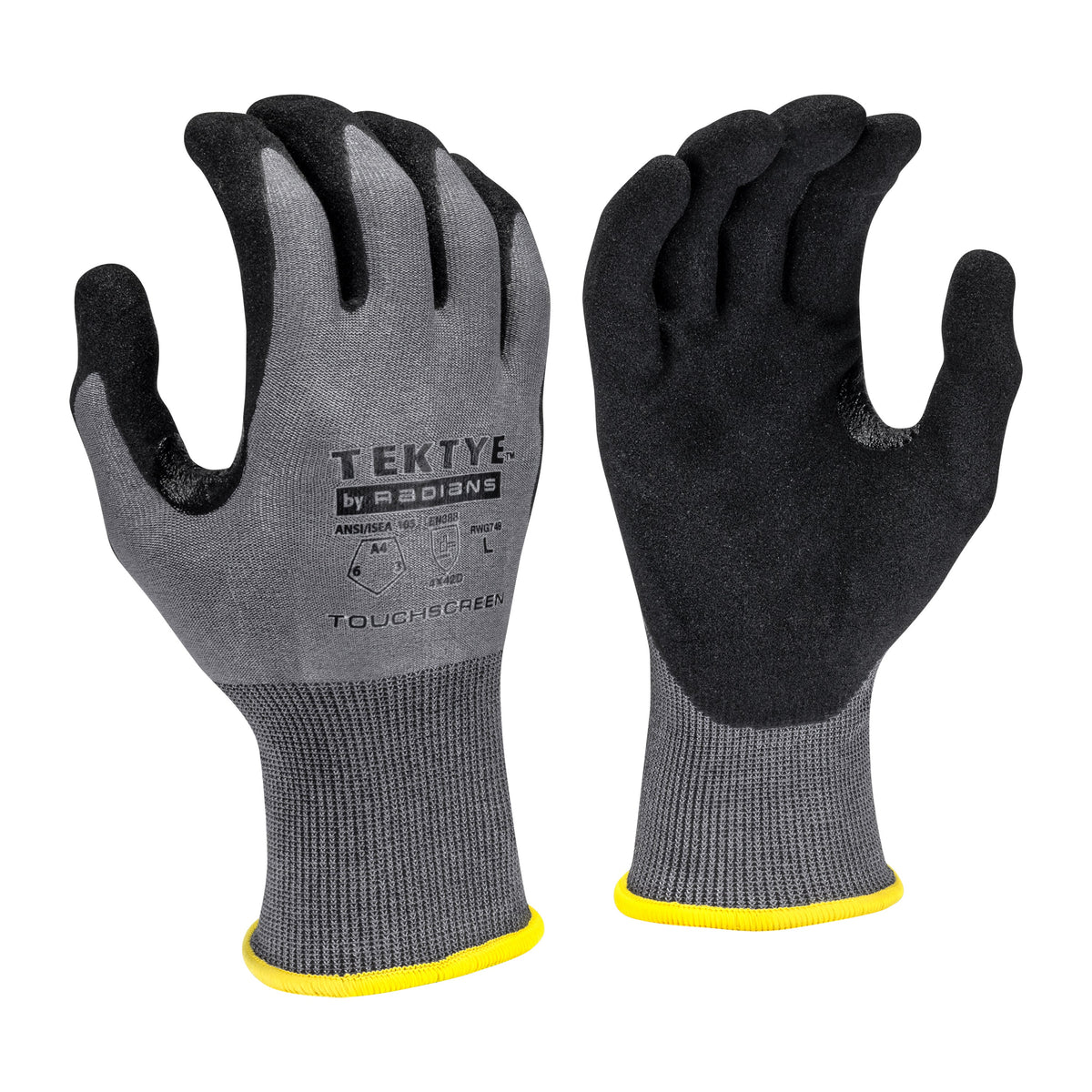Radians RWG749 TEKTYE® 18g Touchscreen Sandy Nitrile Palm A4 Cut Glove