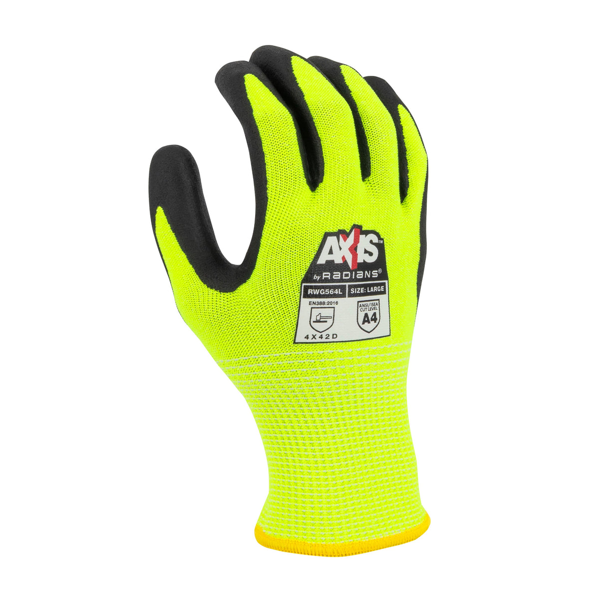 Radians RWG564 AXIS™ Cut Protection Level A4 High Visibility Work Glove