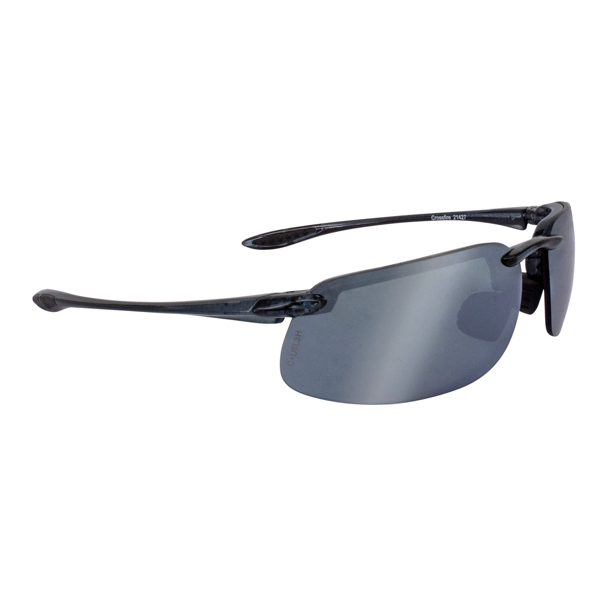 Crossfire ES4 Premium Safety Eyewear - Crystal Black Frame - Polarized Silver Mirror Lens