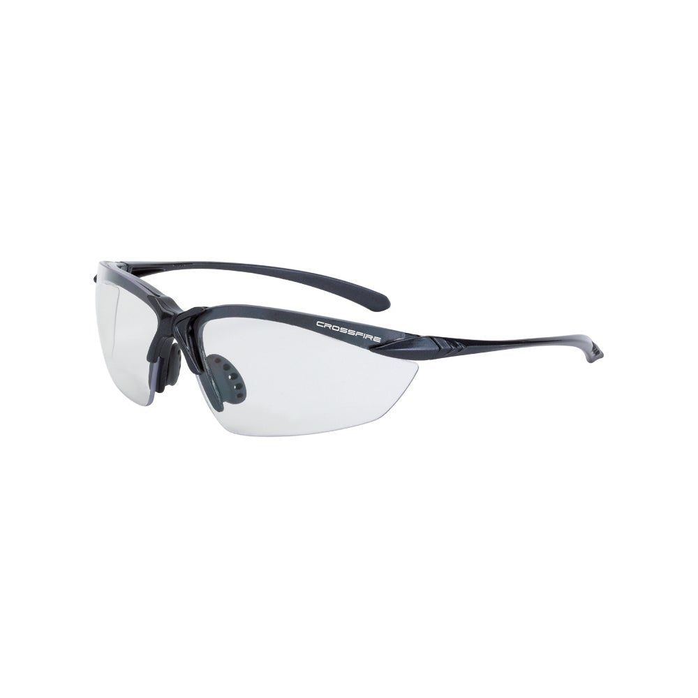Crossfire Sniper Premium Safety Eyewear - Shiny Pearl Gray Frame - Indoor/Outdoor Lens
