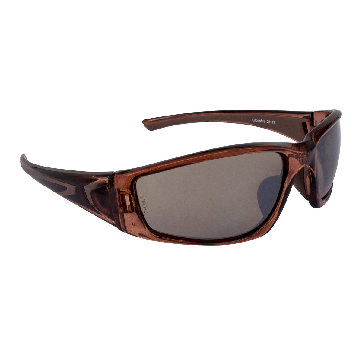 Crossfire RPG Premium Safety Eyewear - Crystal Brown Frame - HD Brown Mirror Lens