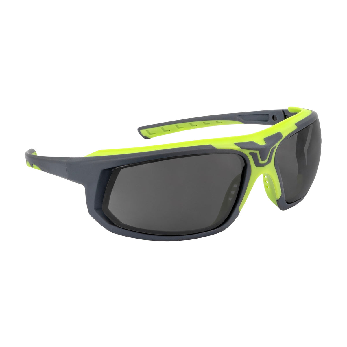 Radians GLYF™ Safety Eyewear with Comfort Soft-Touch Liner - Hi-Vis/Gray Frame, Smoke Lens