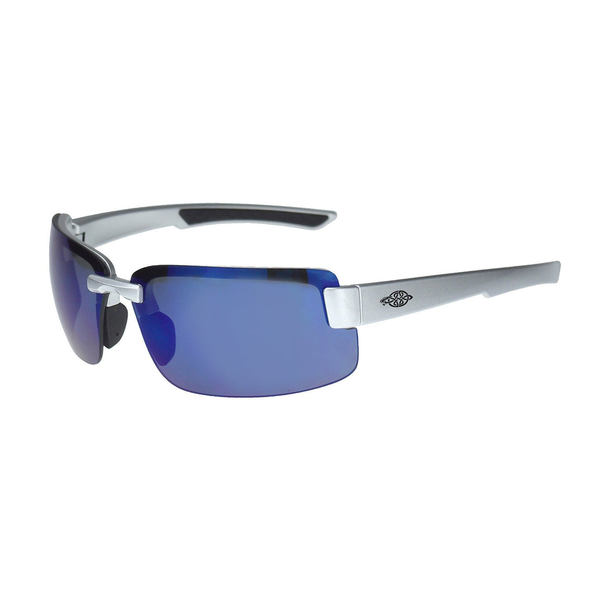 Crossfire ES6 Premium Safety Eyewear - Silver Gloss Frame - Blue Mirror Lens