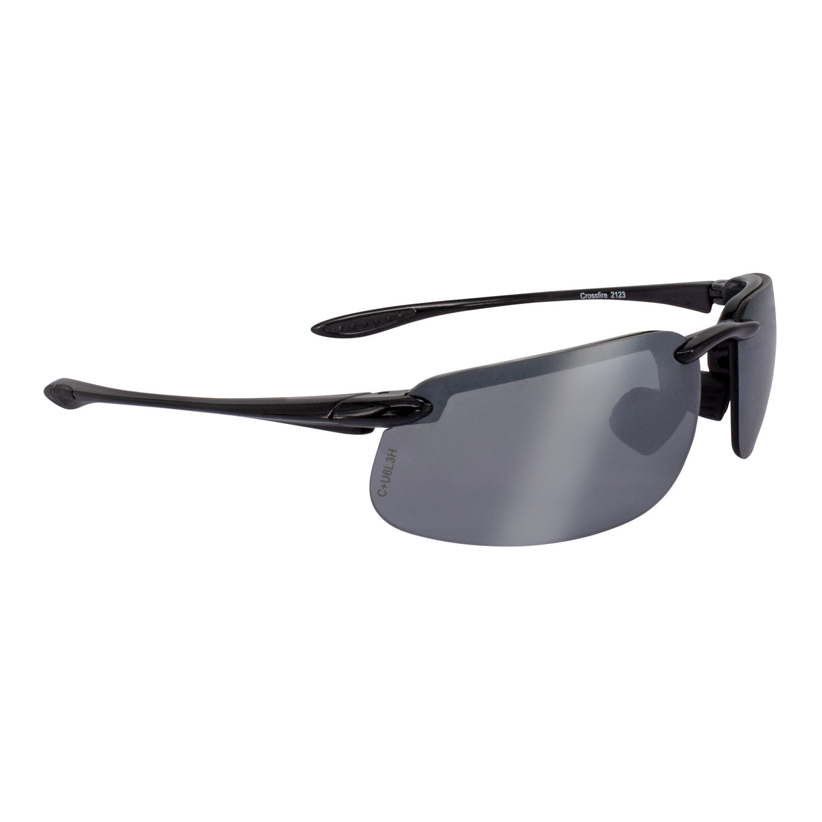 Crossfire ES4 Premium Safety Eyewear - Shiny Black Frame - Silver Mirror Lens