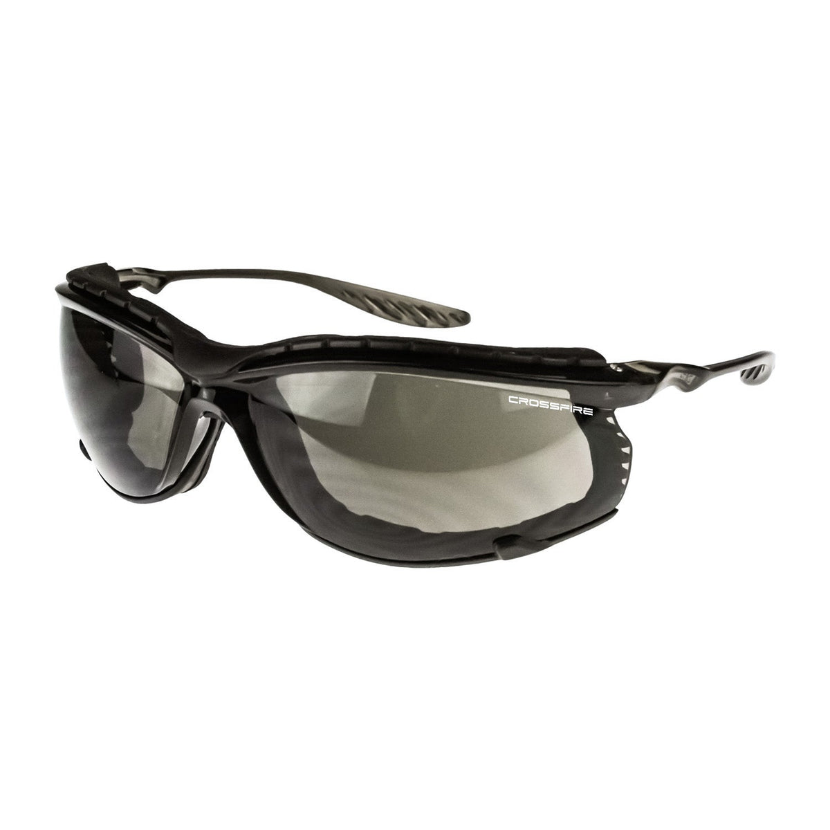 Crossfire 24Seven® Foam Lined Safety Eyewear - Crystal Black Frame - Smoke Anti-Fog Lens