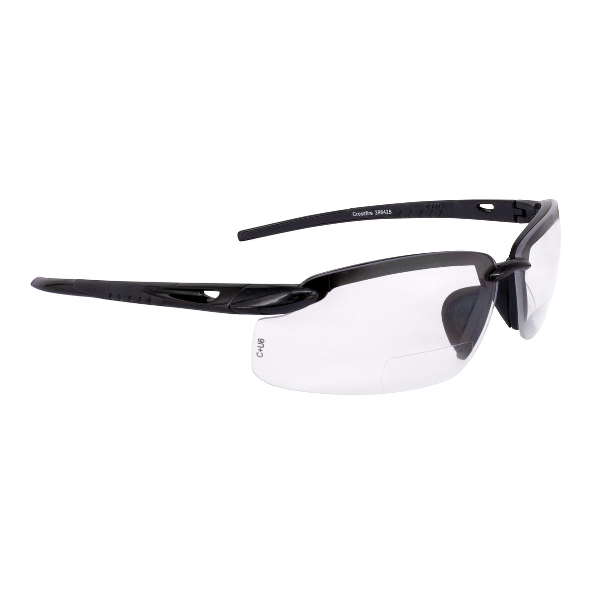 Crossfire ES5 Magnifier Safety Eyewear - Pearl Gray Frame - Clear Lens - 2.5 Diopter