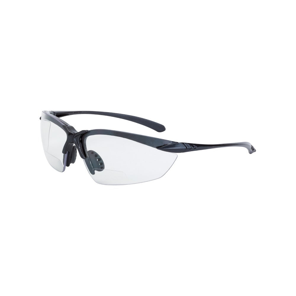 Crossfire Sniper Magnifier Safety Eyewear - Shiny Pearl Gray Frame - Clear Lens - 2.0 Diopter