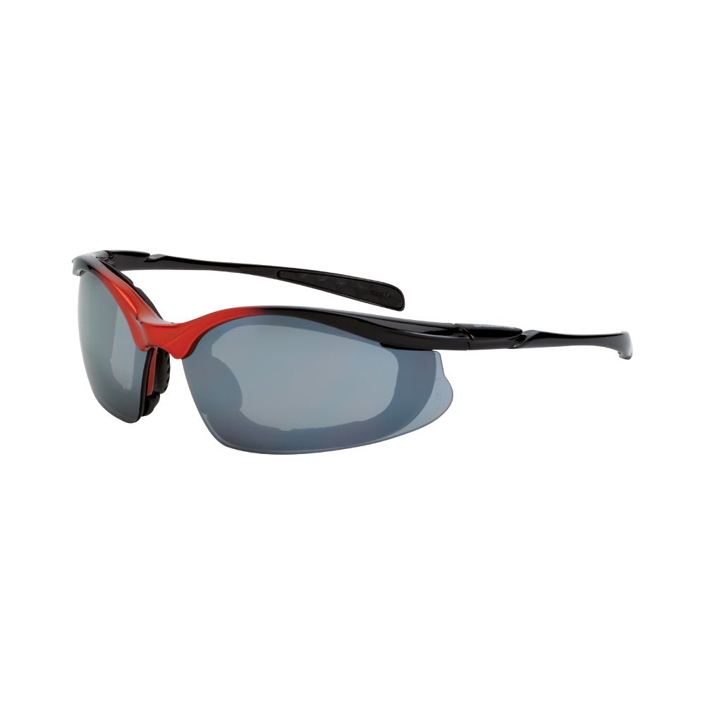 Crossfire Concept Foam Lined Safety Eyewear - Orange/Black Frame - Silver Mirror Lens