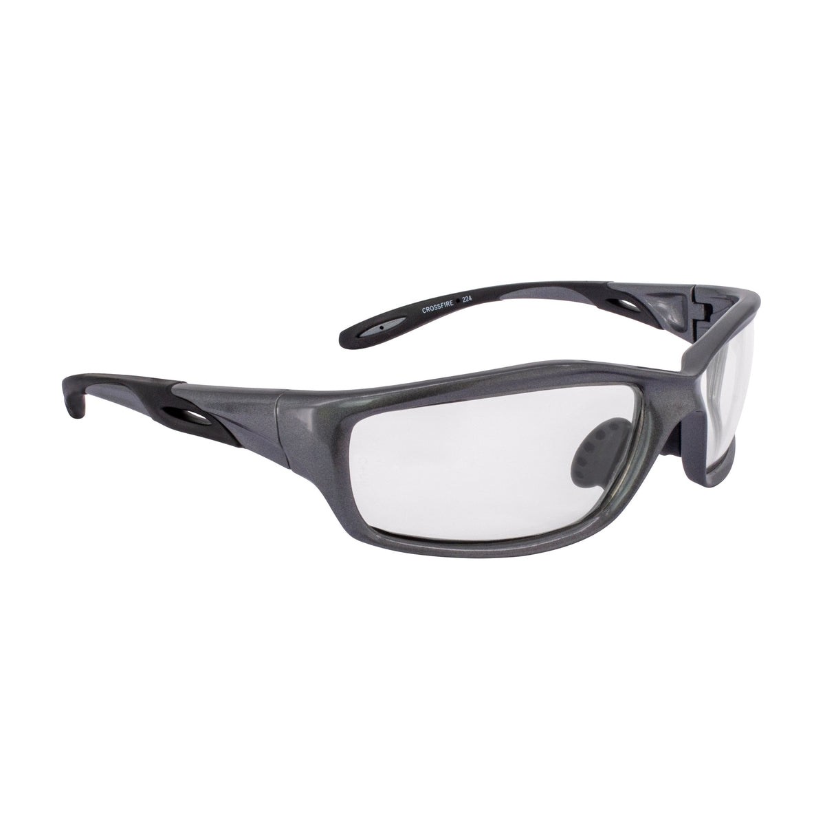Crossfire Infinity Premium Safety Eyewear - Shiny Pearl Gray Frame - Clear Lens