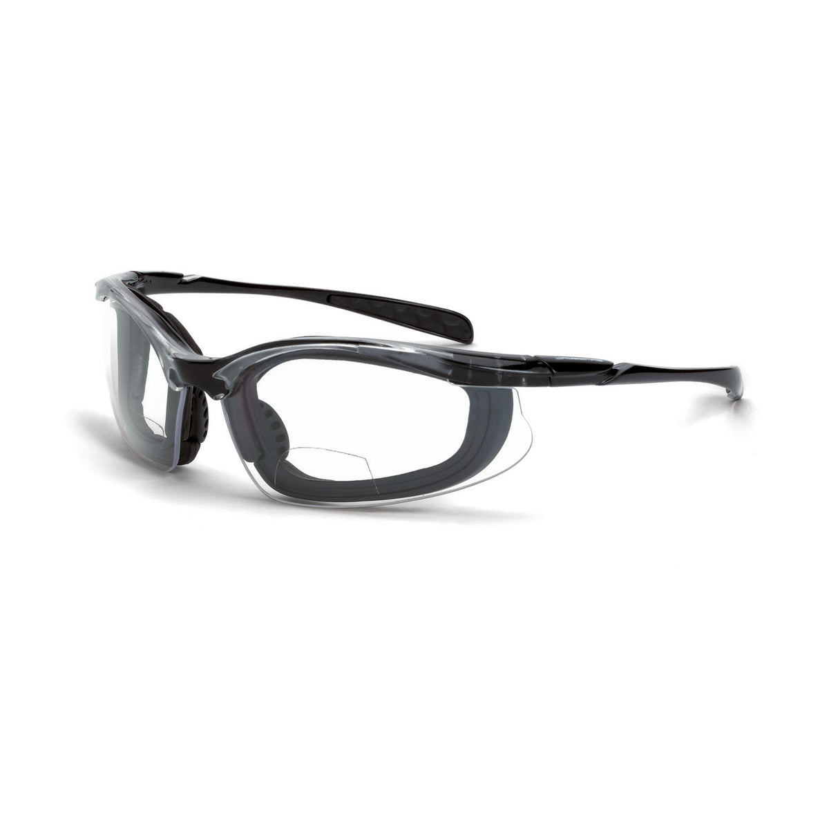 Crossfire Concept Foam Lined Magnifier Safety Eyewear - Crystal Black Frame - Clear Lens - 2.5 Diopter