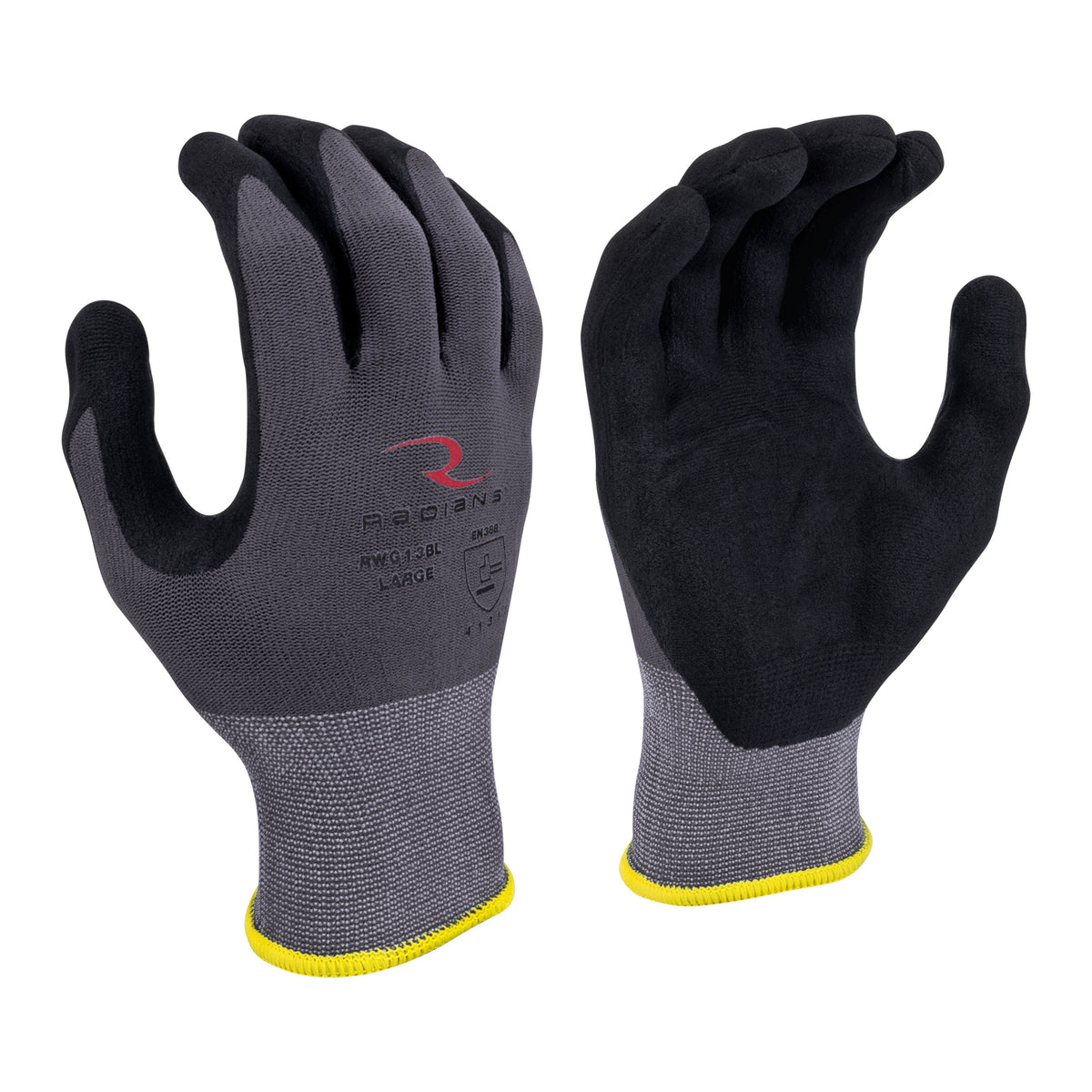 Radians RWG13B Nylon Shell with Micro Foam Nitrile Palm Dip