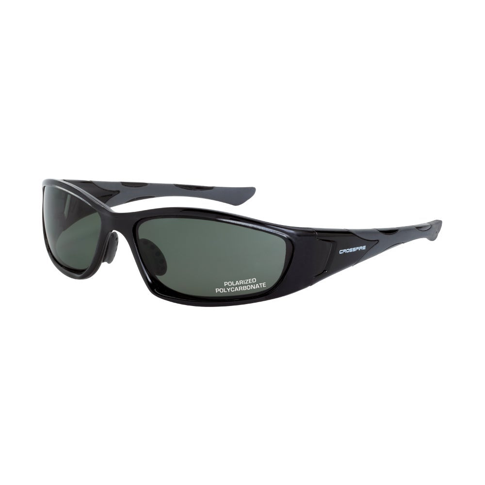 Crossfire MP7 Polarized Safety Eyewear - Black Frame - Blue-Green Polarized Lens