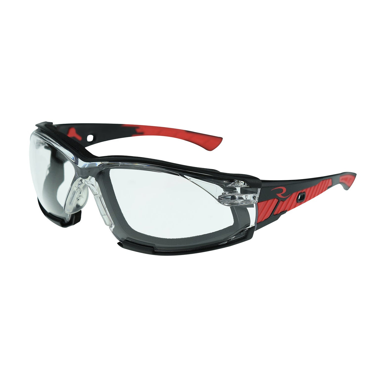 Radians OBL1 Obliterator™ IQ Anti-Fog Foam Lined Safety Eyewear - Black/Red Frame - Clear IQuity AF Lens