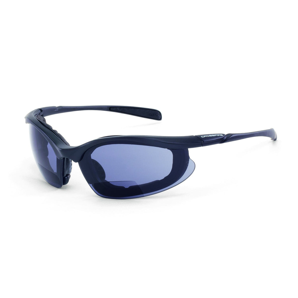 Crossfire Concept Foam Lined Magnifier Safety Eyewear - Matte Black Frame - Smoke Lens - 1.5 Diopter