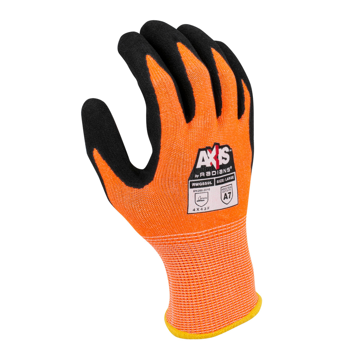 Radians RWG559 AXIS™ Cut Protection Level A7 Sandy Nitrile Coated Glove
