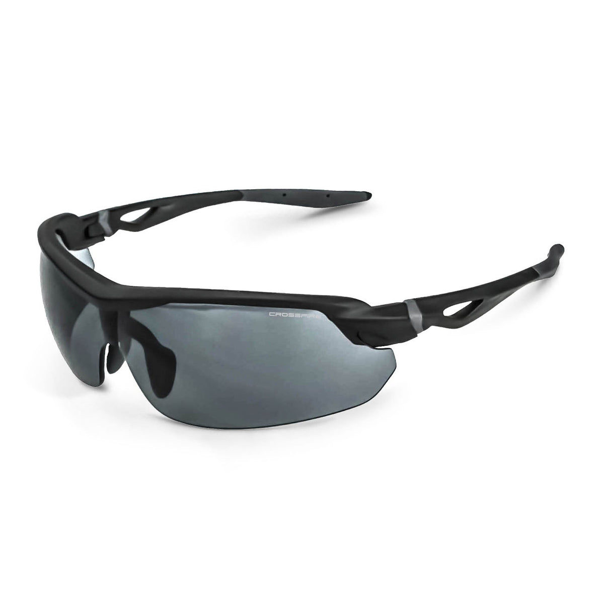 Crossfire Cirrus Premium Safety Eyewear - Matte Black Frame - Smoke Lens