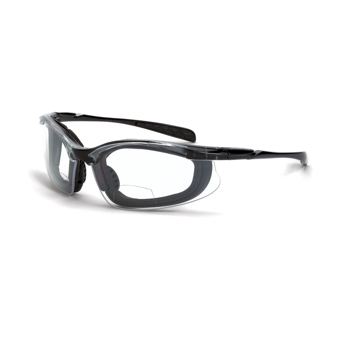 Crossfire Concept Foam Lined Magnifier Safety Eyewear - Crystal Black Frame - Clear Lens - 2.0 Diopter