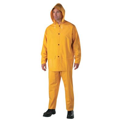3-pc Rainsuit, Jacket/Hood/Overalls, 0.35 mm, PVC Over Polyester, Yellow, X-Large