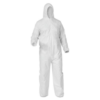 KLEENGUARD™ A35 Coveralls, White, X-Large, Attached Hood, Elastic Wrists/Ankles