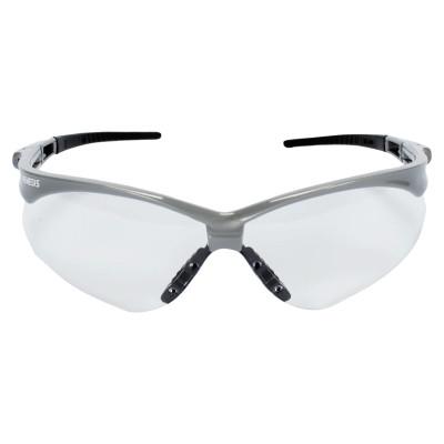 V30 Nemesis Safety Glasses, Clear Lens, Polycarbonate, Anti-Fog, Silver Frame