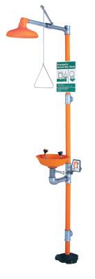 Eye Wash &amp; Shower Stations, 12 in, SS &amp; Safety Orange