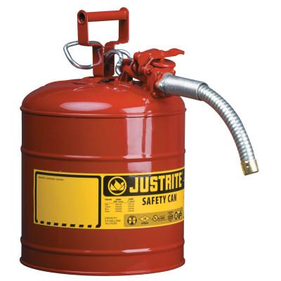 Type II AccuFlow Safety Cans, Flammables, 2.5 gal, Red, Flame Arrestor, 1" Hose