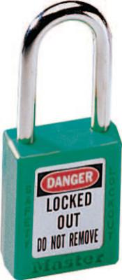 No. 410 &amp; 411 Lightweight Xenoy Safety Lockout Padlocks, Green, Keyed Differently