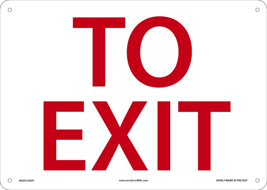 Sign TO EXIT 10X14 PL