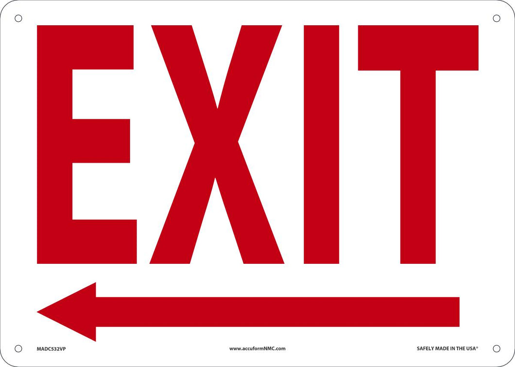 Sign EXIT (Left Arrow) 10X14 PL