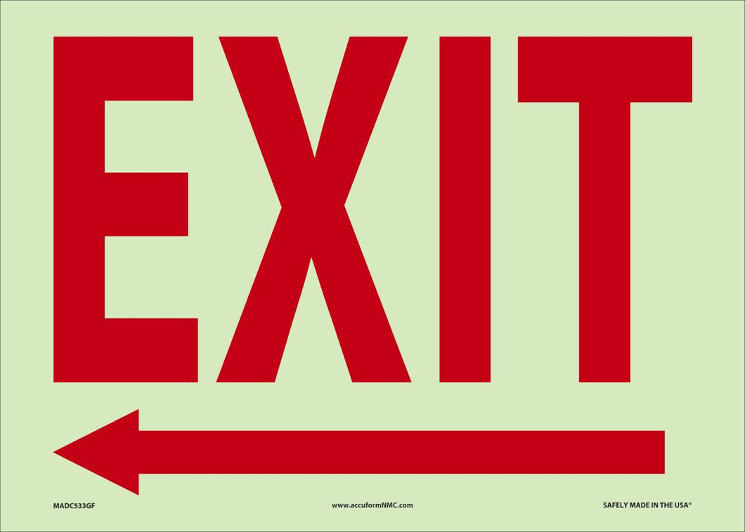 EXIT (Left Arrow) 10X14 Glow Flex