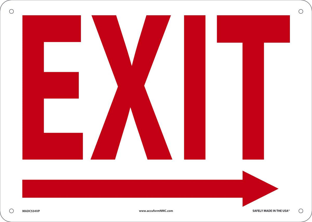 Sign EXIT (Right Arrow) 10X14 PL