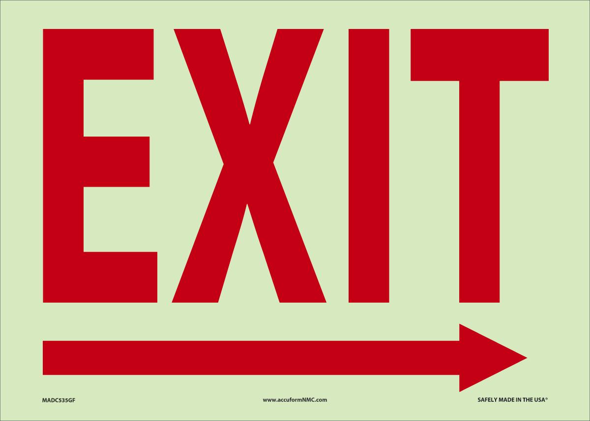 EXIT (Right Arrow) 10X14 Glow Flex