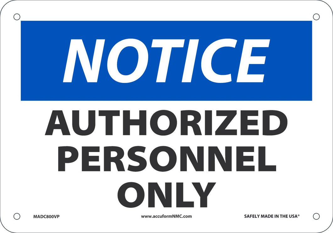 Sign NTC Auth PER ONLY 7x10 PL